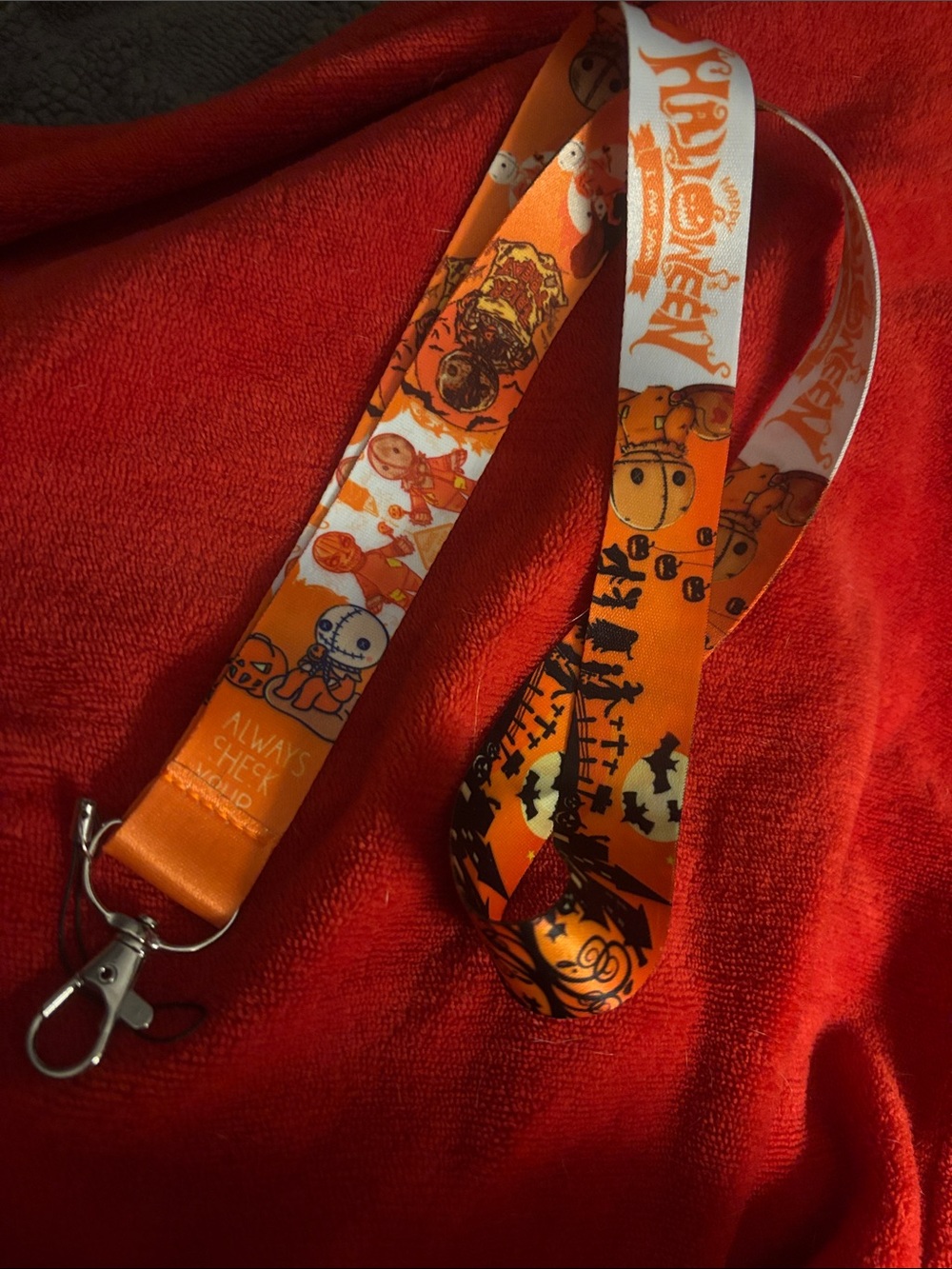 Orange Halloween-Themed Trick-or-Treat Lanyard